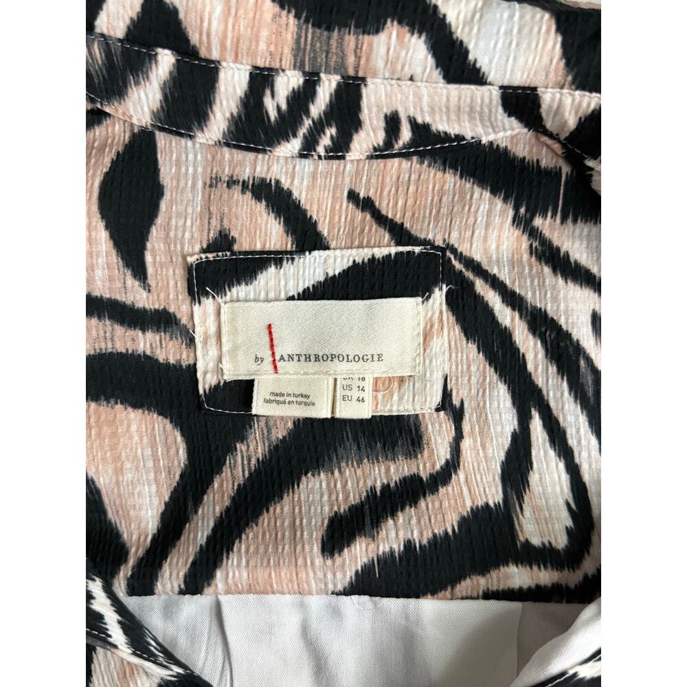 Anthropologie Zebra Animal Print Faux Wrap Mini Dress Long Sleeve Size 14 - Picture 11 of 14